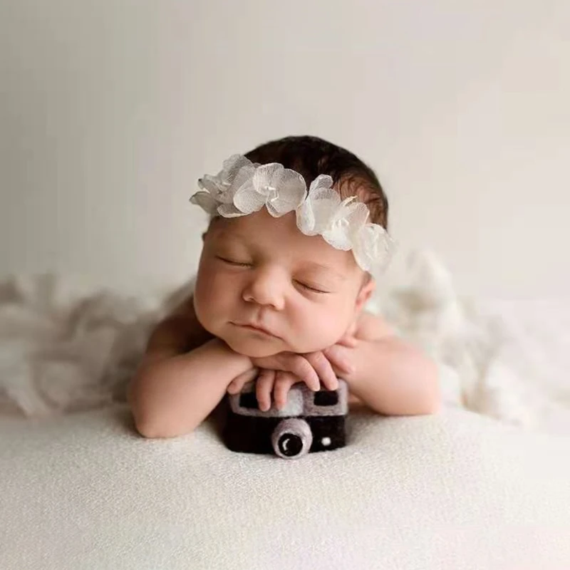 

1PC Cute Needle Felted Wool Camera Toy Newborn Infant Photography Prop Crochet Boys Girls Knit Photo Shoot Accessories