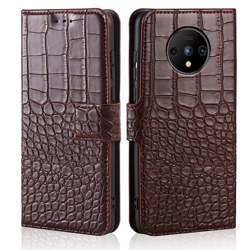 

Флип-чехол для Oneplus 7T из кожи крокодила