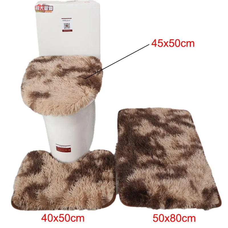gradient color bath mat carpet bathroom rugs mat set toilet lid cover plush shower carpet floor mats non slip bathroom floor pad free global shipping