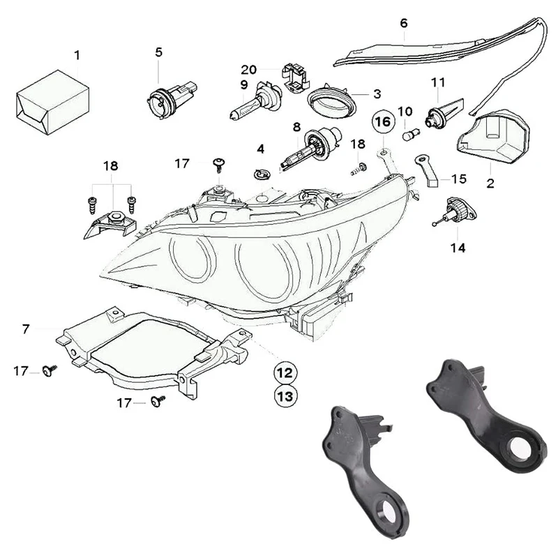 

Halogen Headlight Brackets Repair Brackets for BMW 5 Series E60 E61 2003-2010 63126949633 63126949634