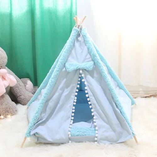 50CMx50CMx60CM Переносная палатка для собак вигвам для домашних животных складная палатка для кошек собачий питомник домик для щенков моющаяся Подушка содержит супер толстые коврики - Цвет: 50CMx50CMx60CM