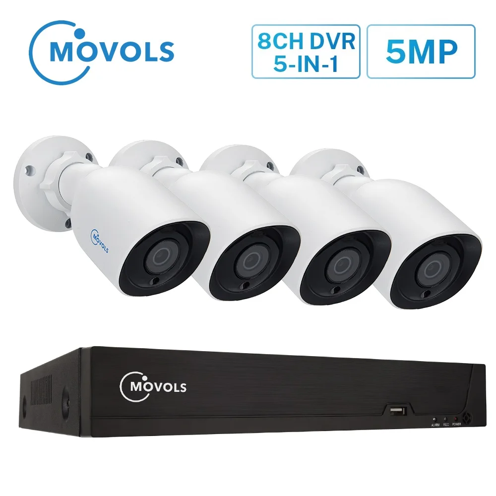 MOVOLS H.265 система видеонаблюдения 5MP HD H.265 DVR 4 шт. CCTV камера ночного видения Водонепроницаемая камера безопасности комплект