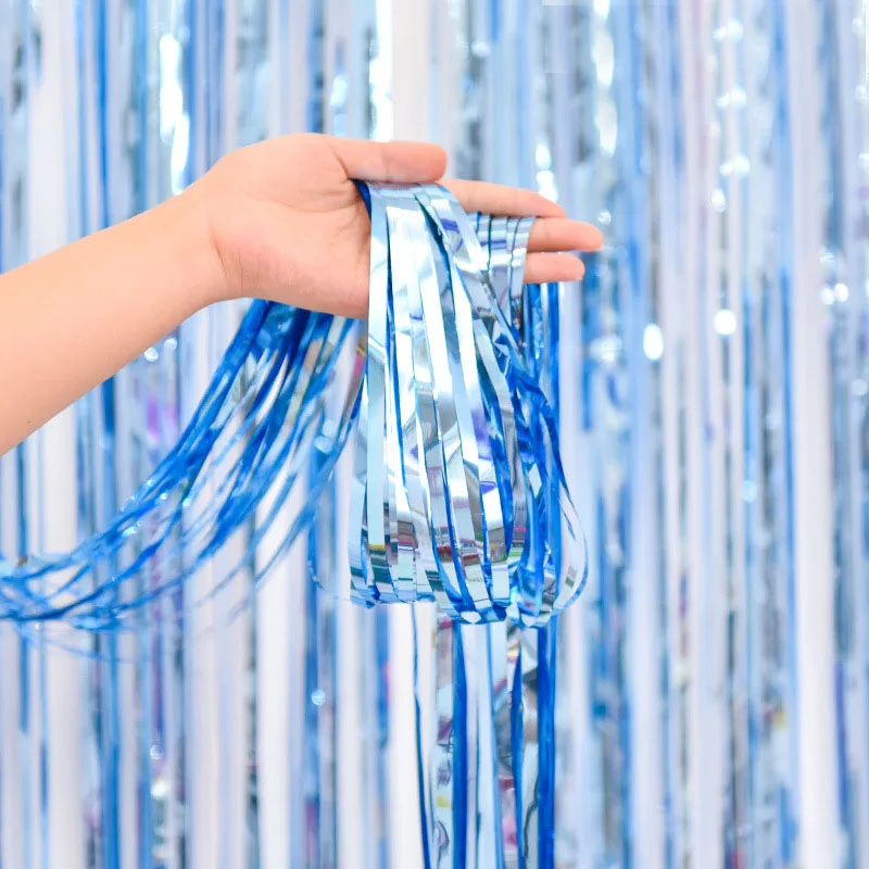 

2M Rose Gold Metallic Foil Tinsel Fringe Curtain Birthday Party Decoration Wedding Photography Backdrop Curtains Photo Props