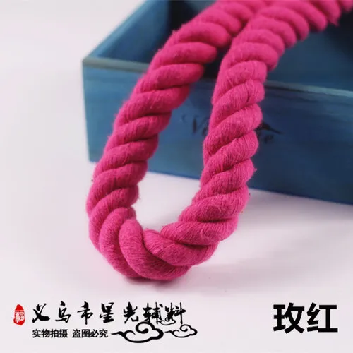 20 мм ручной diy эксципиенты три нити цветной толстая веревка, скручивающая веревка галстук дерево Веревка чистый хлопчатобумажный декор дизайн толстая веревка - Цвет: rose red