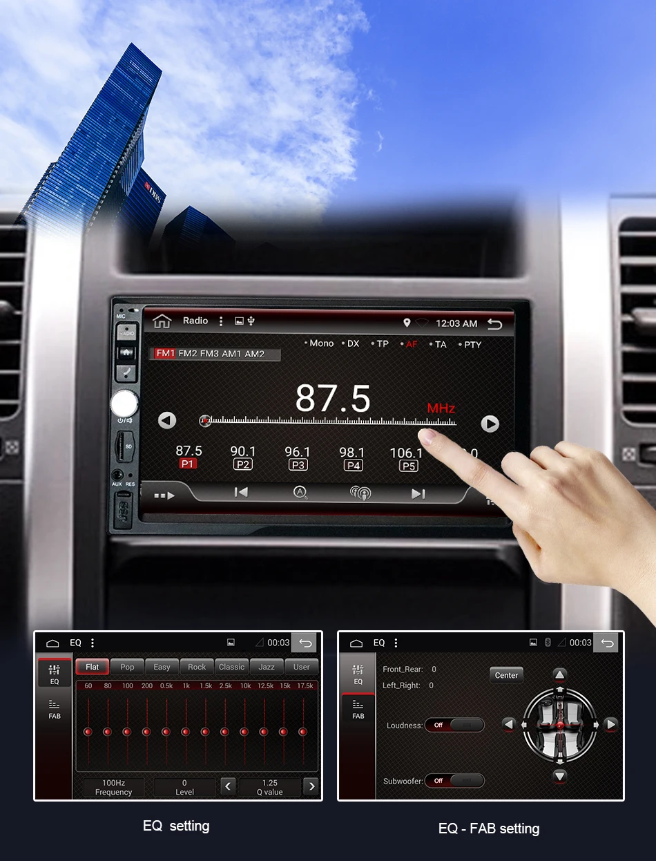 Eunavi 2 Din 7 ''Восьмиядерный Универсальный Android 9,0 4 Гб ram автомобильный Радио Стерео gps навигация WiFi 1024*600 сенсорный экран 2din без DVD