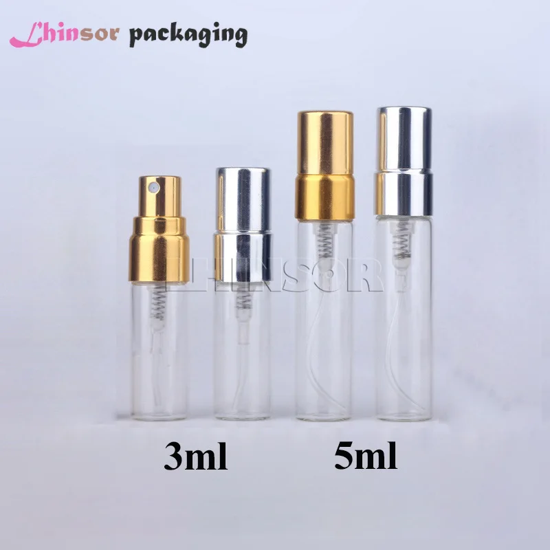 

50pcs/lot 2ml 3ml 5ml 10ml Transparent Glass Sample Vials Spray Bottle Portable Mini Perfume Atomizer Refillable Bottles