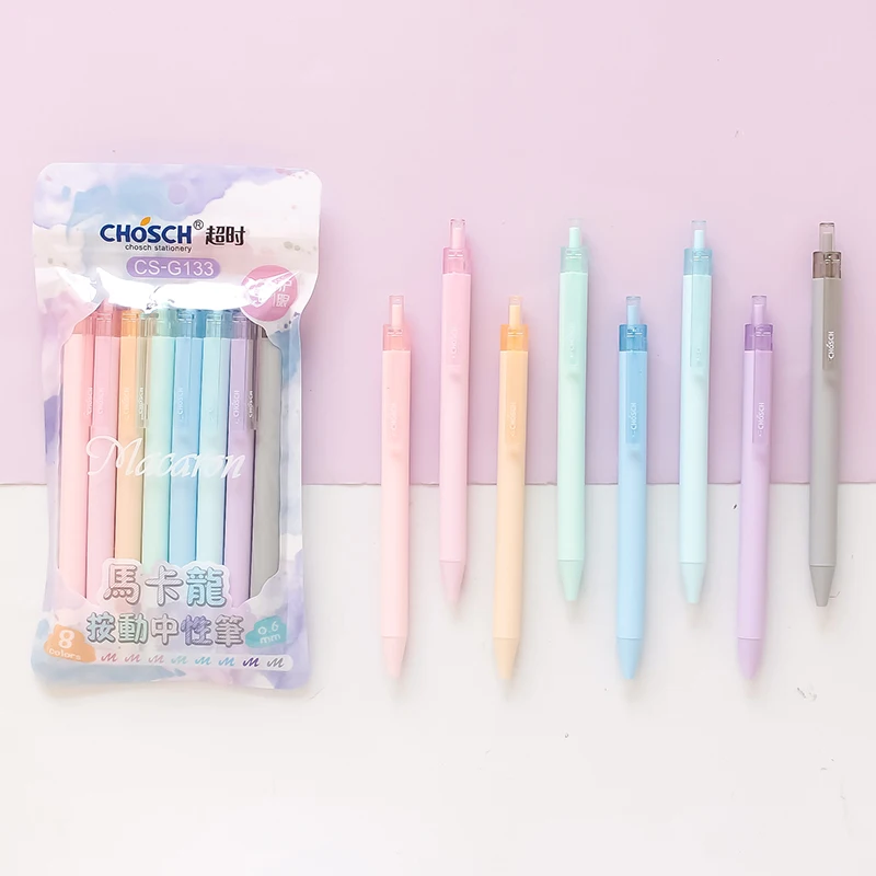 

8pcs Macaron Color Pens Set Mild Colors 0.5mm Ballpoint Roller Ball Pen Writing Marker Liner Office School Supplies Gift