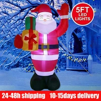 5 feet christmas inflatable christmas inflatable greeting santa claus with lights christmas blowing field decoration for outdoor