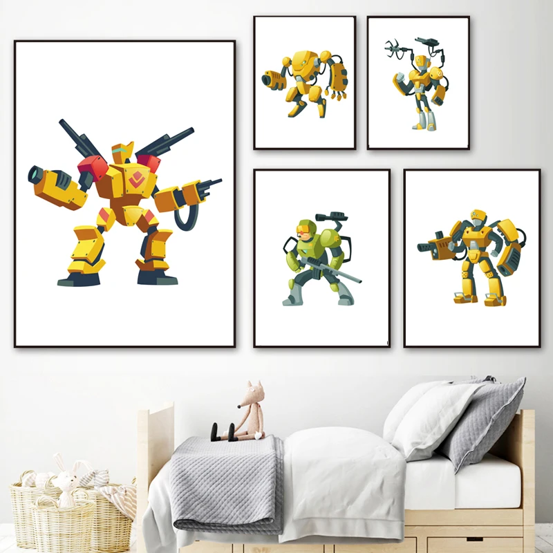 

Kids Boys Birthday Gifts Deformation Robot Cartoon Poster Nursery Wall Art Canvas Painting Pictures Boys Room Wall Decoration