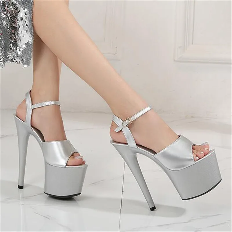 Разноцветные Летние Новые женские босоножки на очень высоком каблуке 17 см