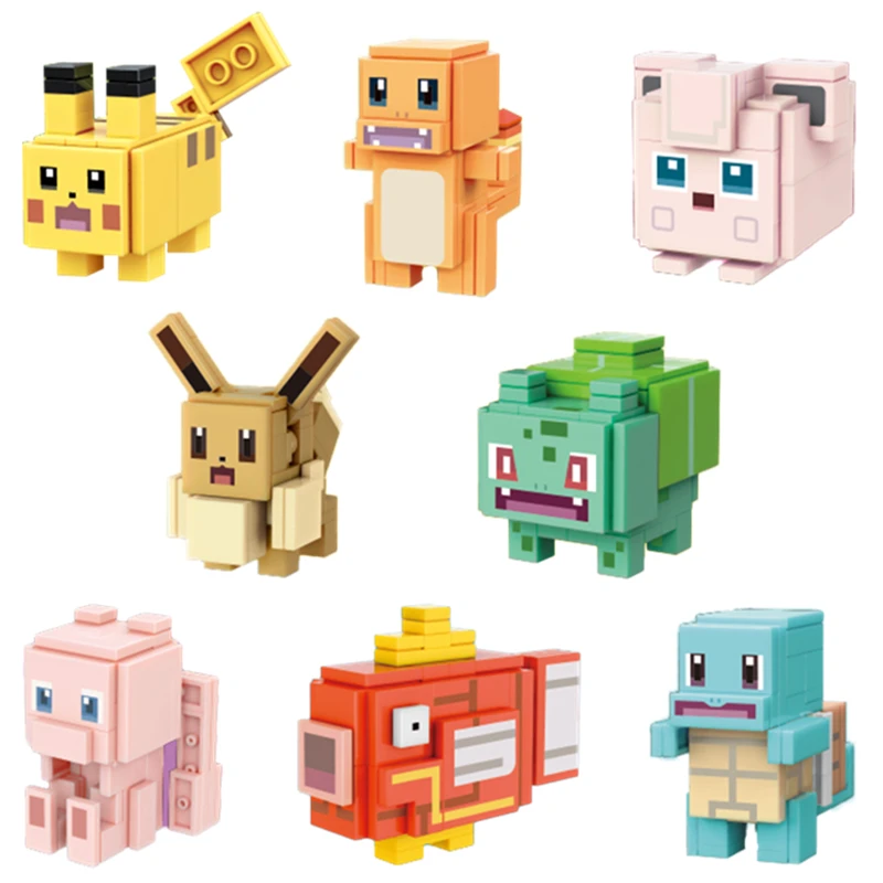 Pokemon Poke Ball Pikachu Charmander Jigglypuff Eevee Mew Carp Bulbasaur Squirtle Building Blocks Figures Kit Bricks Model Toys