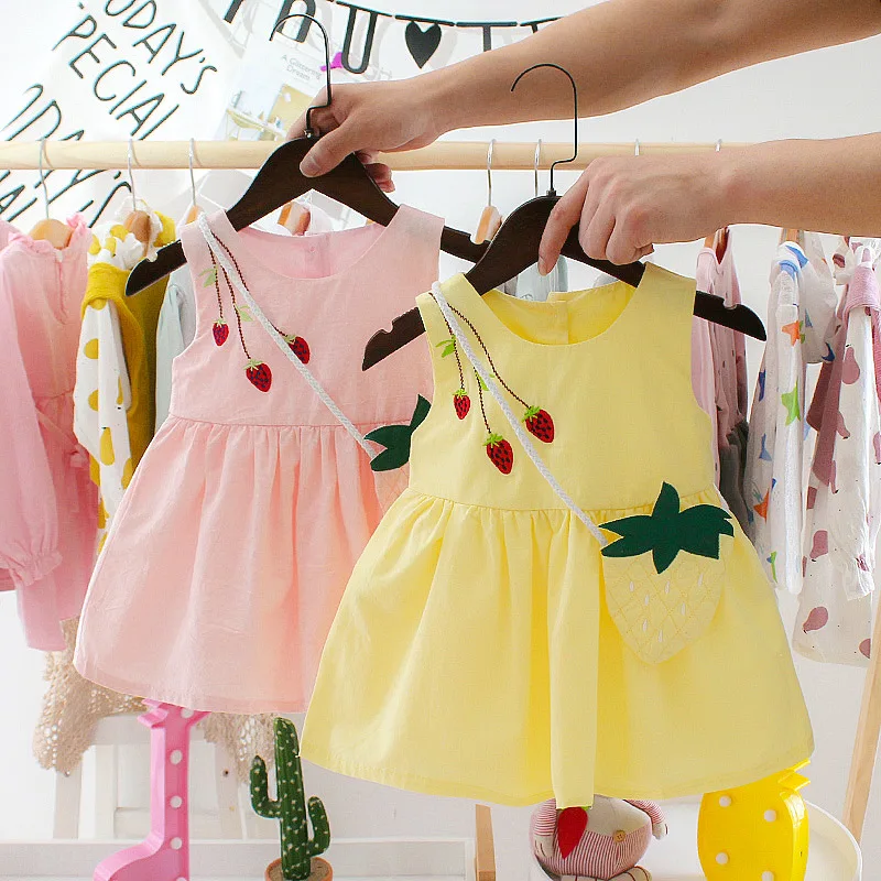 

Toddler Baby Girls Dress New Summer Cute Baby Princess Birthday Party Dresses Costume Toddler Infant Kids Clothing With Bag