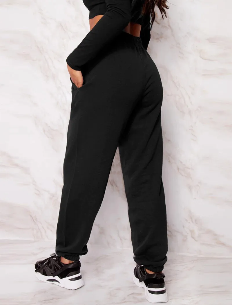 

2020 Solid Long Pants Women Long Length Casual Sweatpants Elastic Waist Sports Lady Trousers Office Wear Straight Pants