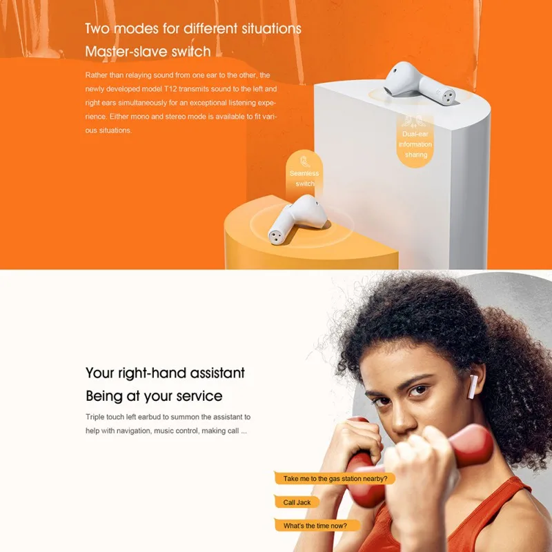 

Original QCY T12 Bluetooth Earphone Headset TWS Wireless In-ear Magnetic Earbuds Free Dropshipping