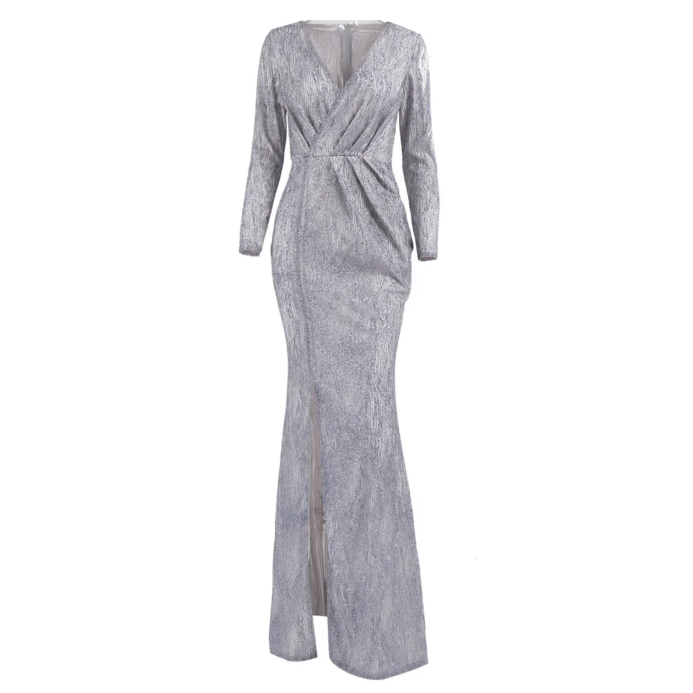

Fashion New Evening Dress Women Sexy V-neck Long Sleeve Elegant Birthday Party Dresses for Women Vestido Feminino Donsignet
