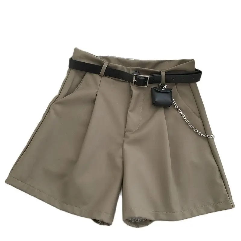 

2021 New Casual Comfortable Elegant Wild Shorts With Belt Women's Woolen Shorts Autumn Winter Slim Wide Leg A-line Shorts