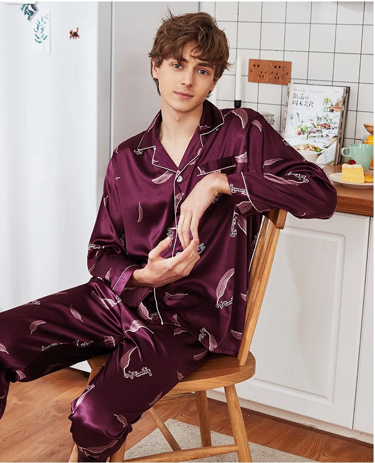 2 шт. Мужские пижамные комплекты с отложным воротником и длинным рукавом|pajama sets|mens