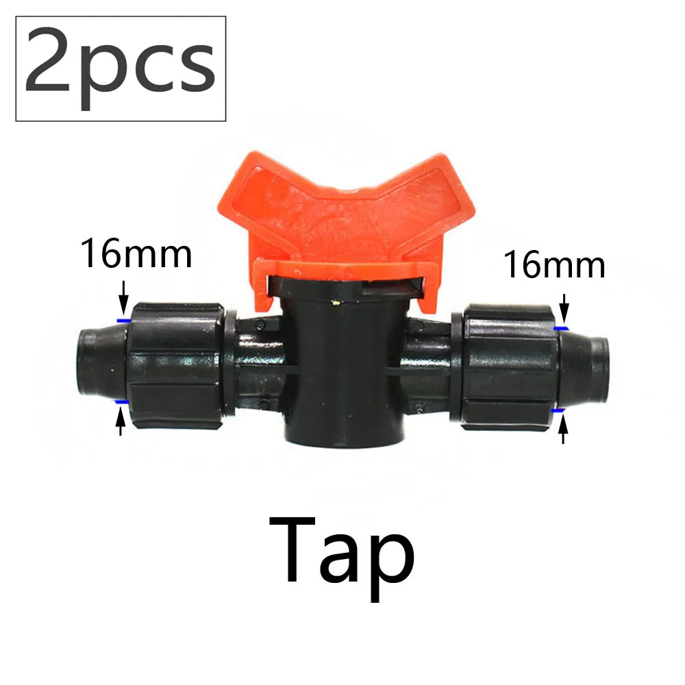 16mm 5/8'' Drip Irrigation Tape Shut-Off Valve Elbow Tee End Plug Thread Lock Connector Garden Watering Pipe Hose Joints