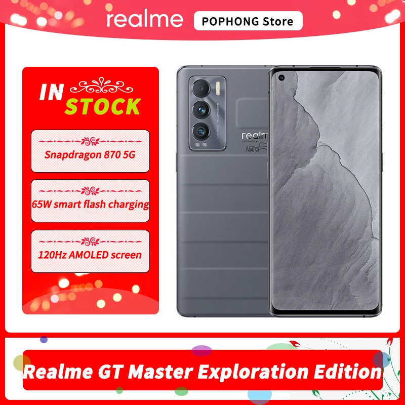 realme gt master explore edition 5g mobile phone 6 55 120hz amoled curved screen snapdragon 870 5g octa core 50mp triple camera free global shipping