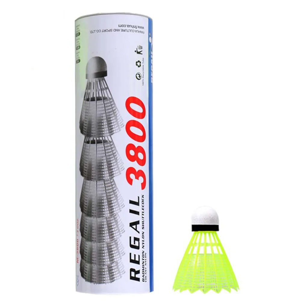 

6PCS Nylon Badminton Birdies Shuttlecocks for Indoor Outdoor Playing School Fitness Sports Activities (Yellow)