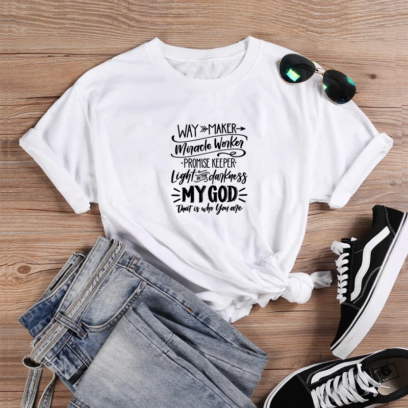 

Way Maker Shirt Short Sleeve Cotton Tshirt Women Top O-neck Funny T Shirt Women Casual T Shirt Women Funny Tee Shirt Femme
