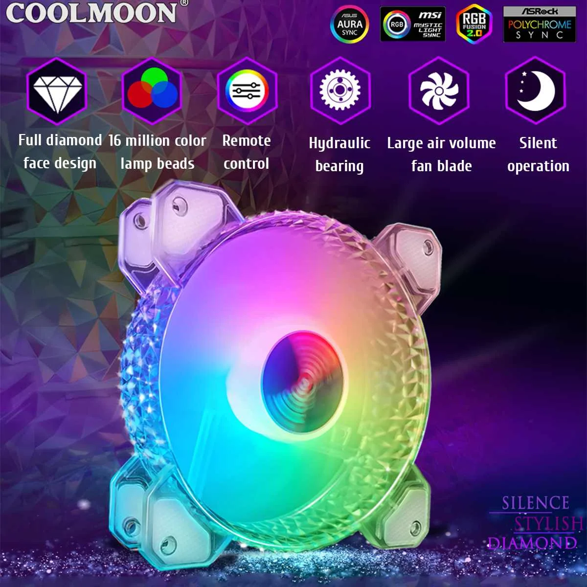 

3/6pcs 120mm RGB Adjust LED Fan PC Computer Case Heatsink Fans Cooler Cooling Fan AURA Controller Fan For Gaming Case Cooler Fan