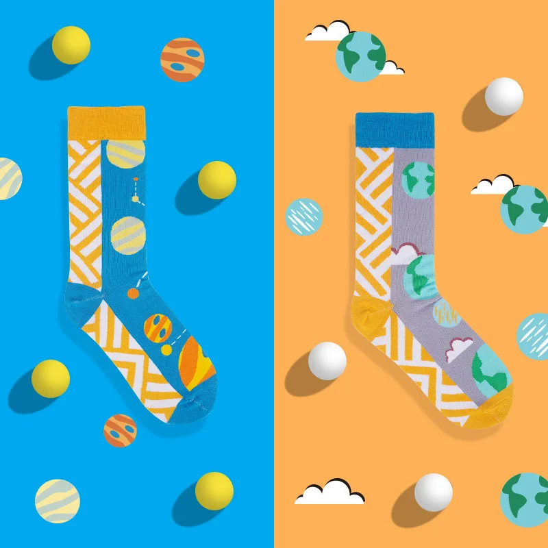 

Socks Female Asymmetry AB Socks Planet Cute Meng Ms. Stockings Couple Socks Women Socks Spring Summer Japanese Fashion Harajuku