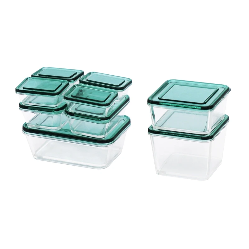 

9 Pcs 1:12 Dollhouse Accessories Mini Plastic Fresh-keeping Box with Lid Miniature Food Storage Container Case Doll Scene 97BC