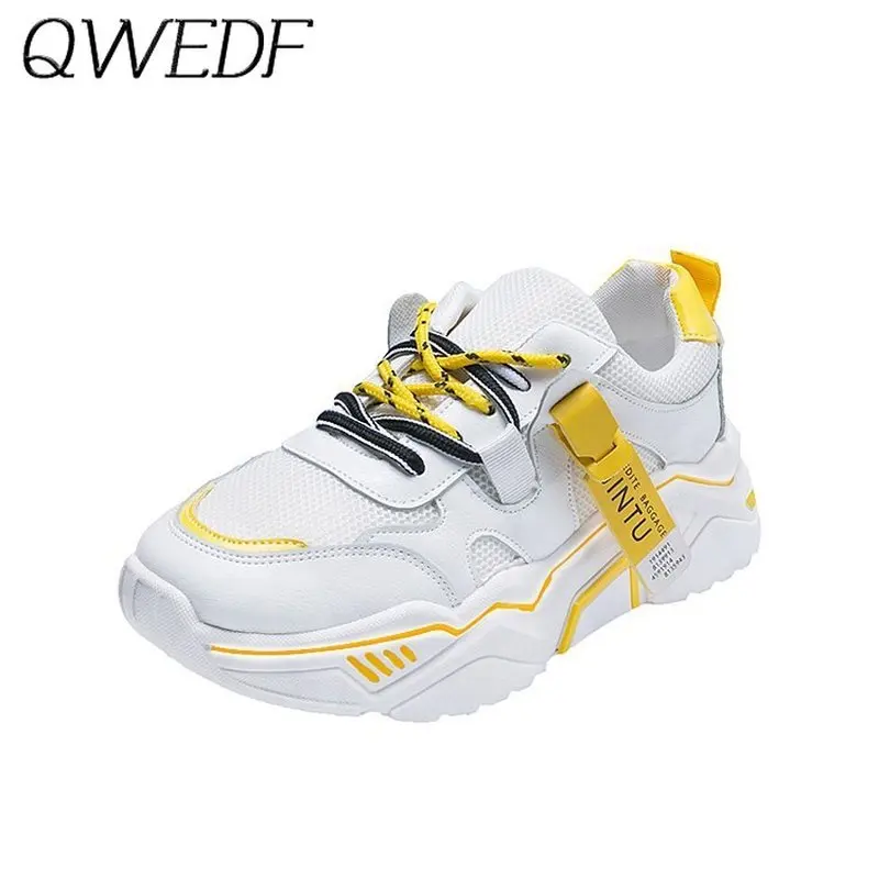 

2019 Spring New Designer Wedges White Casual Shoes Female Platform Sneakers Women Shoes Fashion Lace up Flat Female Shoes U6-95