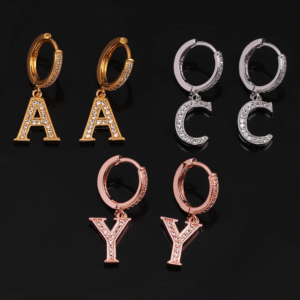1 шт. 26 A Z английские алфавиты циркониевые Серьги Для Пирсинга Ушей для женщин