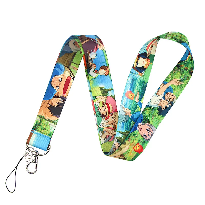 

20pcs Howl's Moving Castle Neck Strap Lanyards ID badge card holder keychain Mobile Phone Strap Gift Ribbon webbing necklace