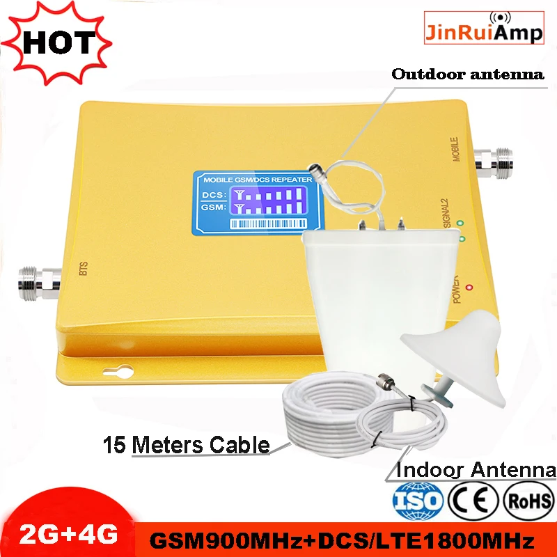 Полный комплект двухдиапазонный усилитель мобильного сигнала 900/1800 МГц сотовый