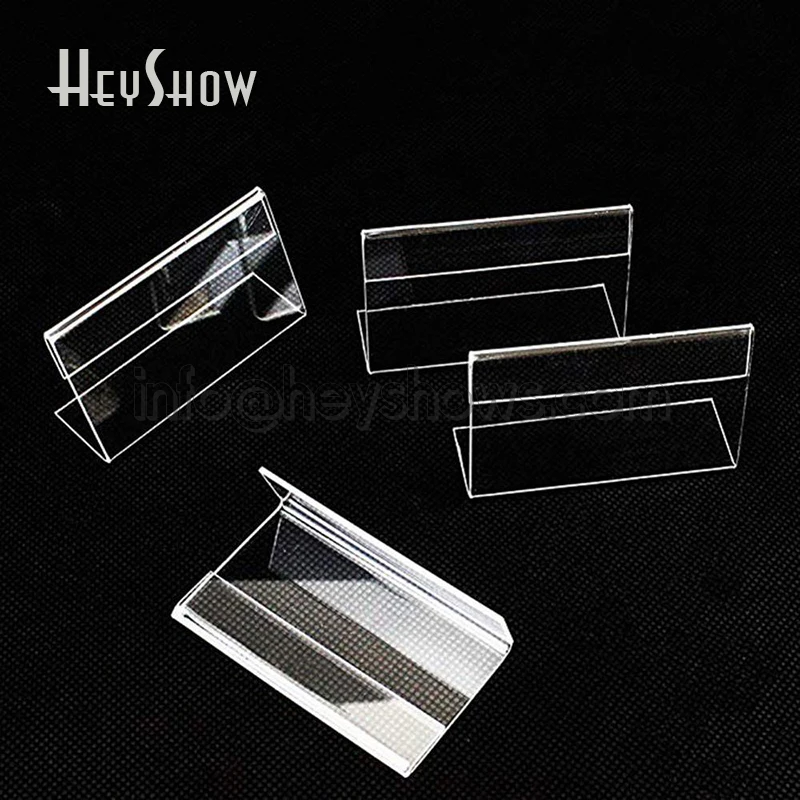 10pcs l shaped desk acrylic price tag stand clear acrylic table sign label frame desktop display holder paper name card holders free global shipping