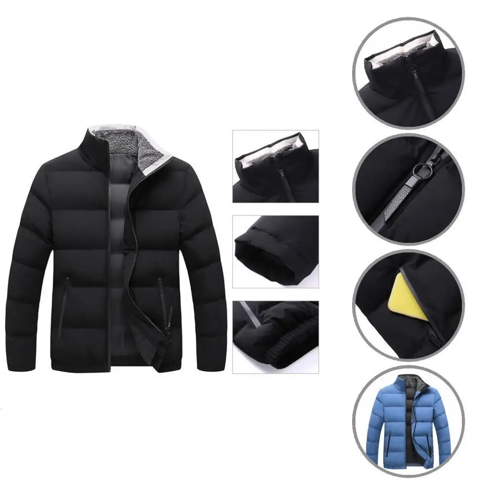 

Мужская зимняя куртка на молнии с воротником-стойкой