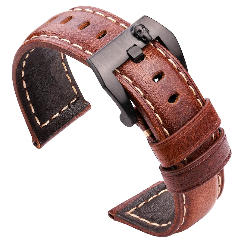

Vintage Watchband Genuine Leather Strap Women Men Cowhide Watch Band Accessories 20mm 22mm 24mm Black Dark Brown Red Belt