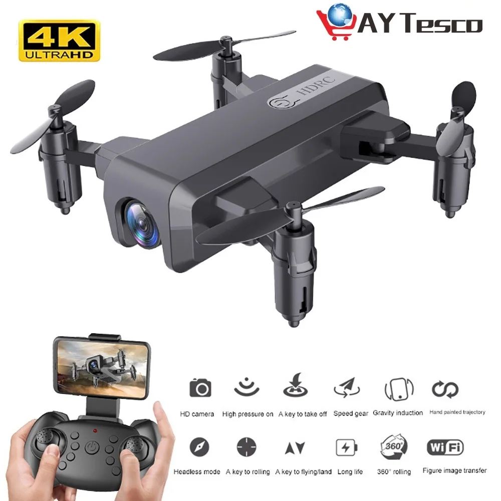 2022 New Mini RC Drone With Camera 4K HD Wifi Aerial Photography Quadcopter Height Hold Headless Mode Foldable RC Helicopter Toy