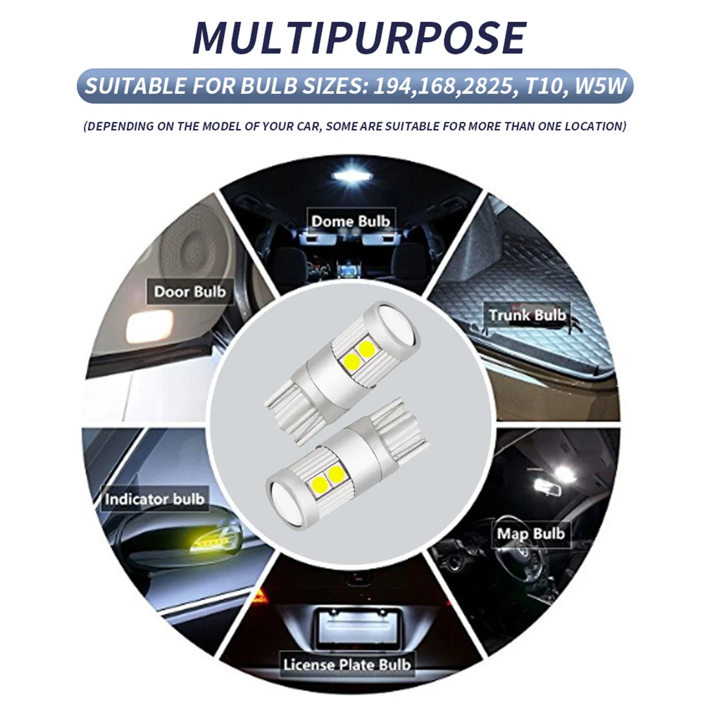 

2019 2pcs T10 9SMD Car Interior LED Lights Bright License Plate LED Lamps Replacement Bulbs CSL88