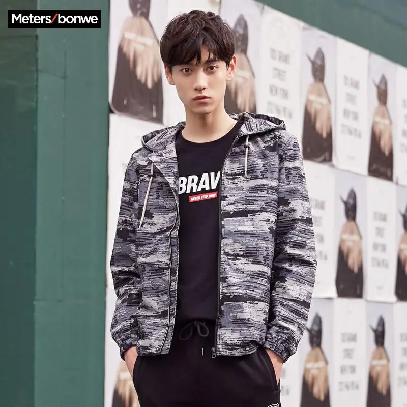 Metersbonwe 2020 Новые мужские повседневные куртки с капюшоном Модные спортивные