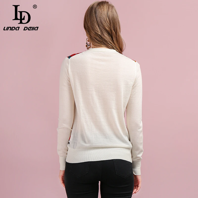 Женский вязаный свитер LD LINDA DELLA винтажный шерстяной кардиган с длинным рукавом и