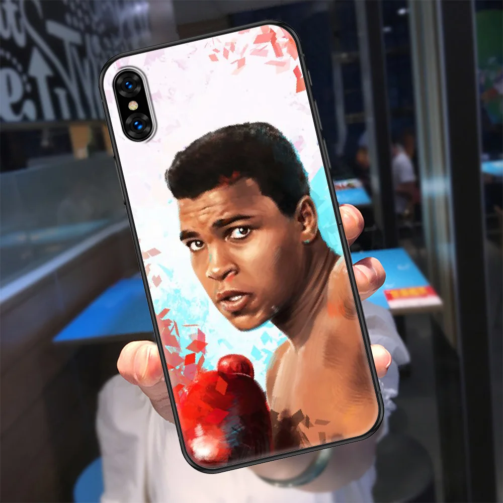 Чехол для телефона с чемпионом Али боксом iphone 5 5s se 2 6 6s 7 8 12 mini plus X XS XR 11 PRO MAX черный