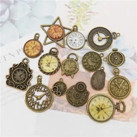 graceangie 10pcs random mixed clock watch face charms alloy necklace pendant finding jewelry making steampunk accessory
