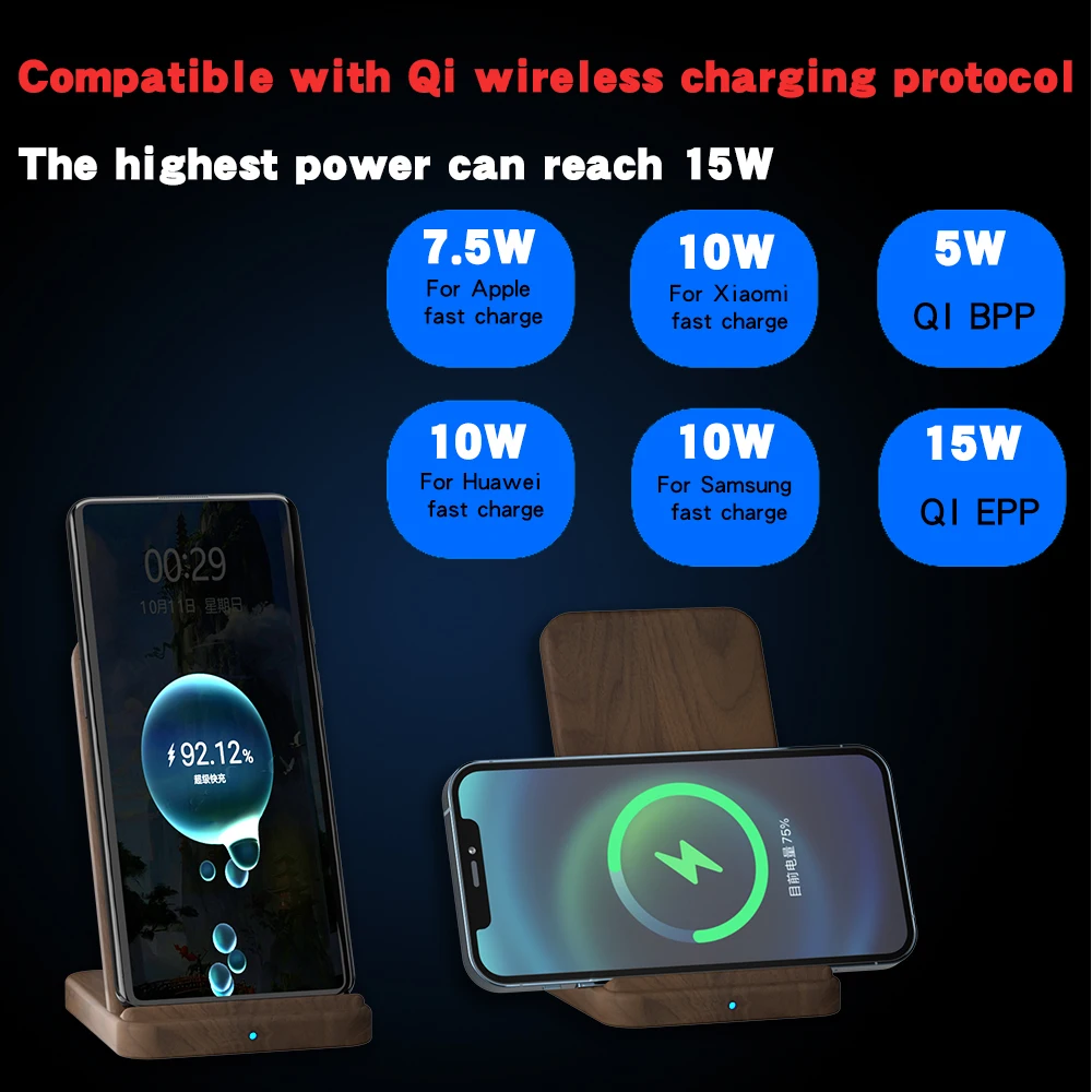keysion 15w qi wireless charger wooden quick charge stand for iphone 12 pro 11 xr xs samsung s21 s20 s10 xiaomi mi 11 huawei p50 free global shipping