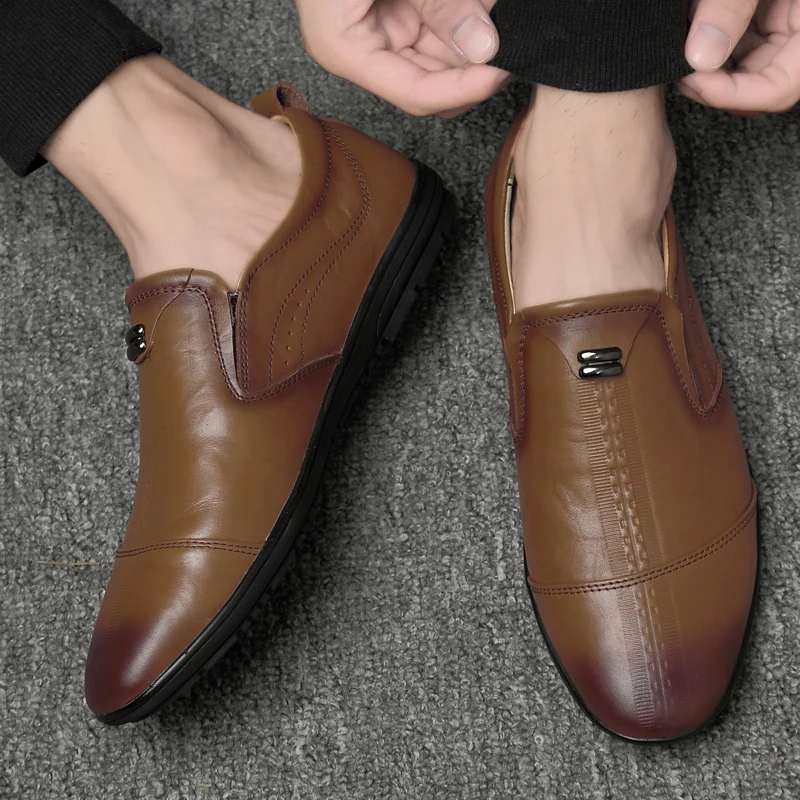 Новая модная обувь мужская кожаная % 1688-2 Чистая ручная лампа для шитья в горошек