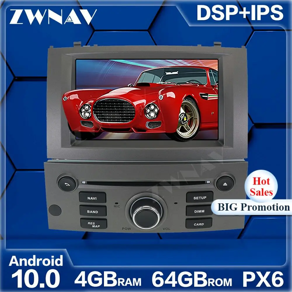 Android 10 0 экран Автомобильный мультимедийный плеер для Peugeot 407 2004 2005 2010 GPS навигация