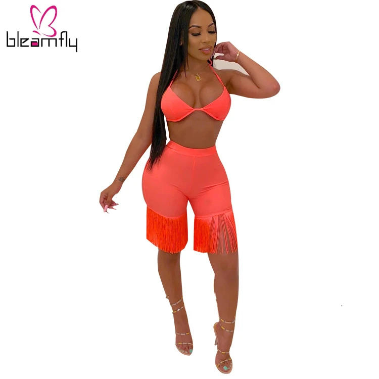 2019 женский летний укороченный топ на бретельках без спинки с кисточками длина до