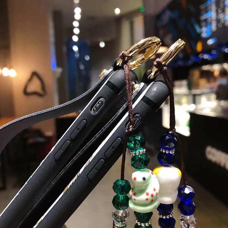 

Funny Case For iPhone 12 Pro Max Case for iPhone 11 Pro Max X Xs Max XR 7 8 Plus SE Black Cat TPU Wrist Strap Phone Holder Cover