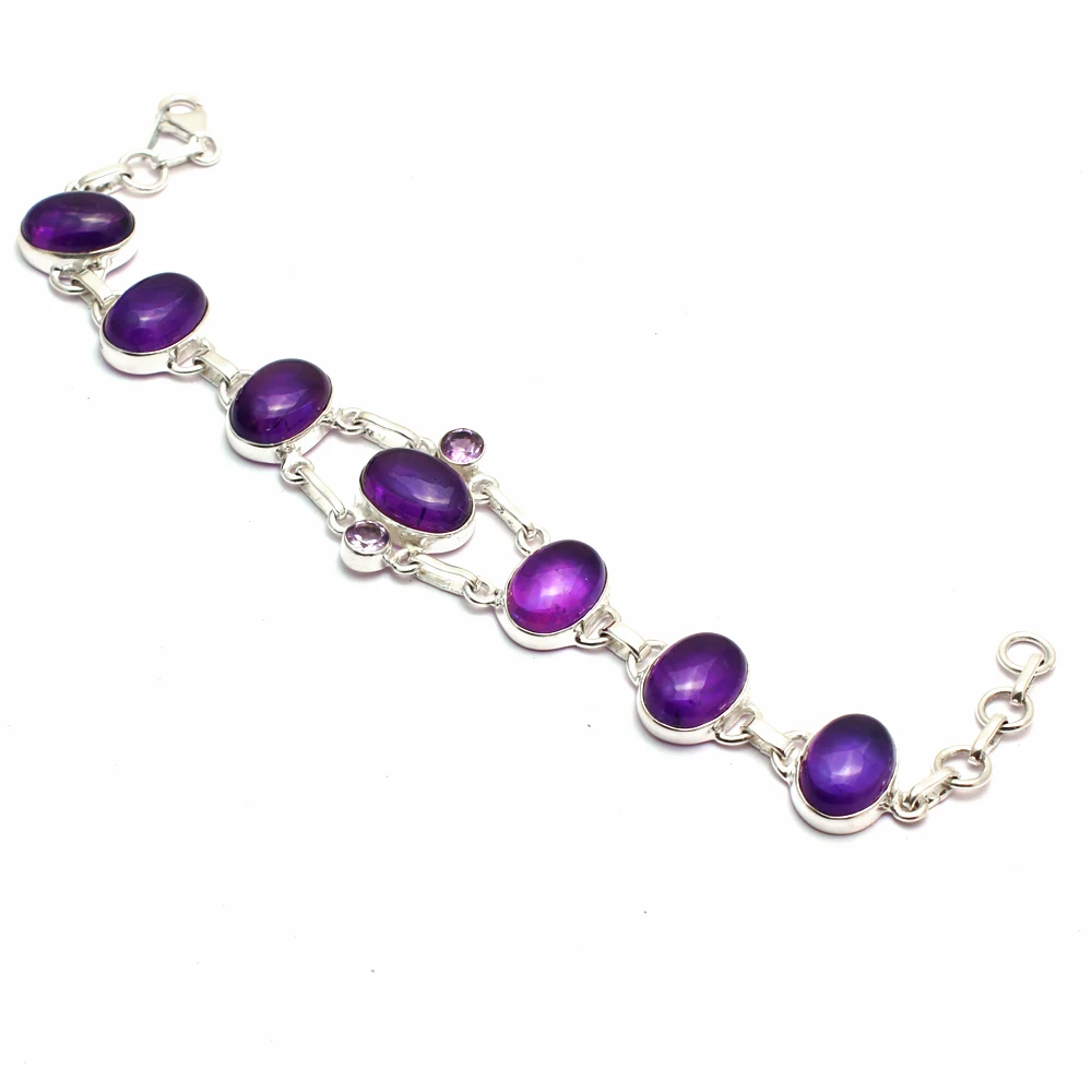 Браслет из настоящего аметиста серебро 925 пробы Женские Ювелирные украшения в