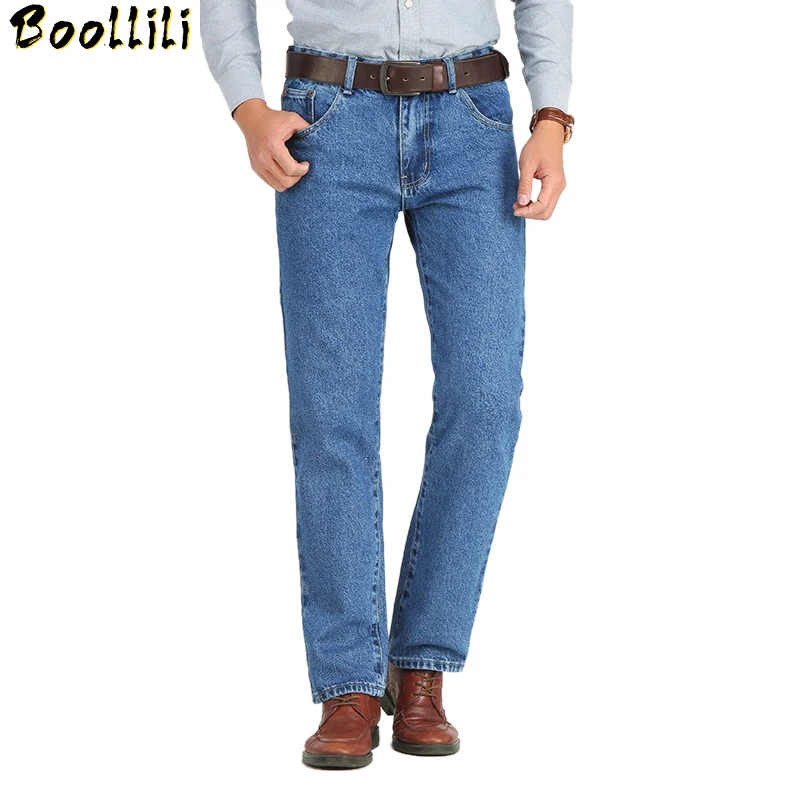 Мужские деловые джинсы Классические весенне осенние мужские обтягивающие