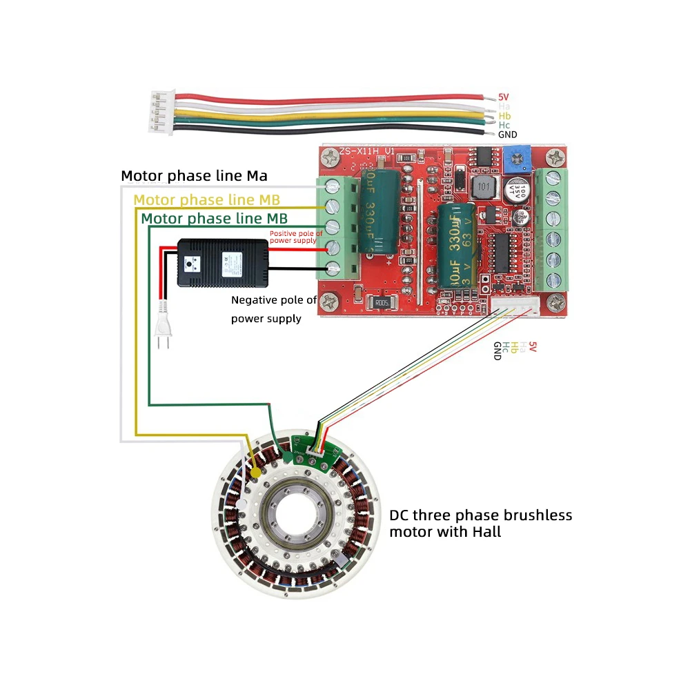 Трехфазный бесщеточный двигатель BLDC DC6.5-50V 380 Вт DC9-60V 400 ШИМ-контроллер Холла/без