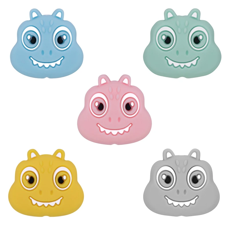 

20pc Cartoon Silicone Beads BPA Free Dinosaur Pearl Beads Teething Toys Baby DIY Animal Rodent Silicone Baby Teether For Child